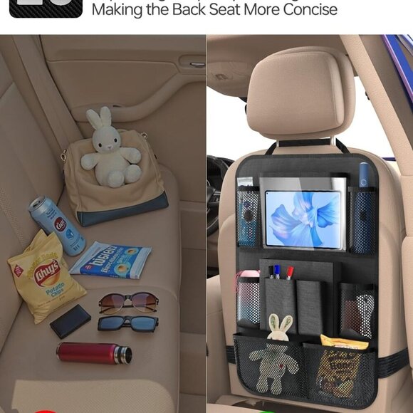 Backseat Car Organizer20 Storage Pockets,Come with Free 1 Seat Net and 2 Headres - Picture 2 of 7